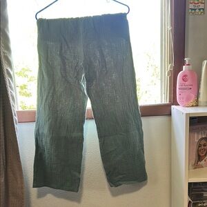 Green Textured Pants